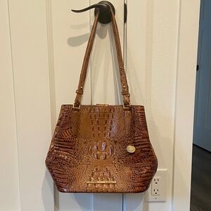 Brahmin Tan Crocodile Embossed Shoulder Bag